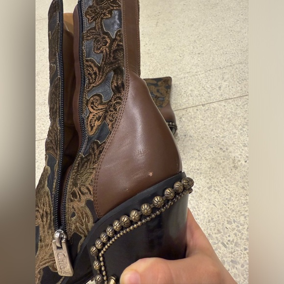 Chloe Rylee Baroque Velvet lace-up boots size 40 - Picture 6 of 7